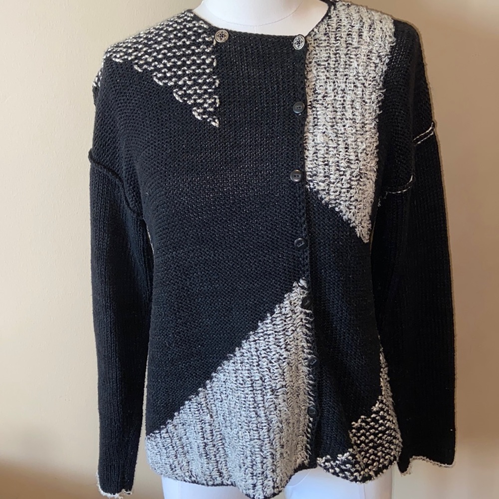 Black & gray warm cardigan sweater